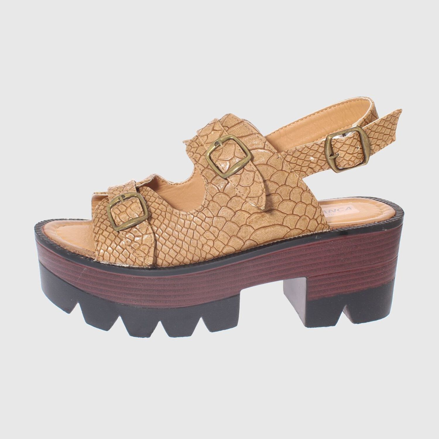 Sandalia Plataforma Croco Camel V&iacute;a Franca Art. 5cg67706ccamel image number 1.0